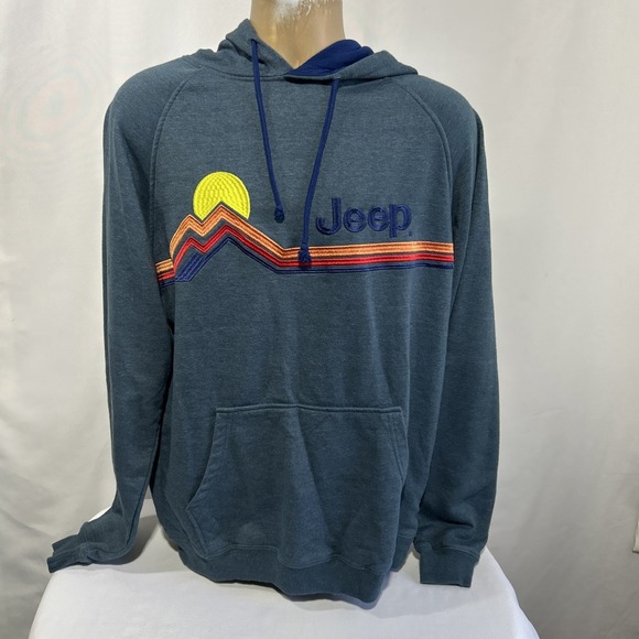 Jeep Other - Jedco Jeep Hoodie Mens L Embroidered Sunset Mountains Logo Pullover Sweatshirt